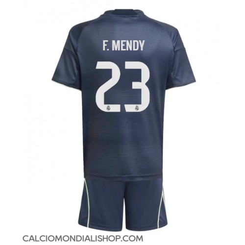 Maglie da calcio Real Madrid Ferland Mendy #23 Seconda Maglia Bambino 2025-26 Manica Corta (+ Pantaloni corti)